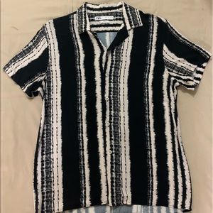 Zara Black & White Striped Button Down Shirt